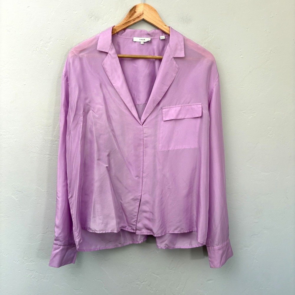Vince Lavender Silk-Blend Blouse